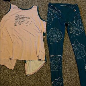 Lady Boss Swag Pink and Teal Tank Top and Leggings Set